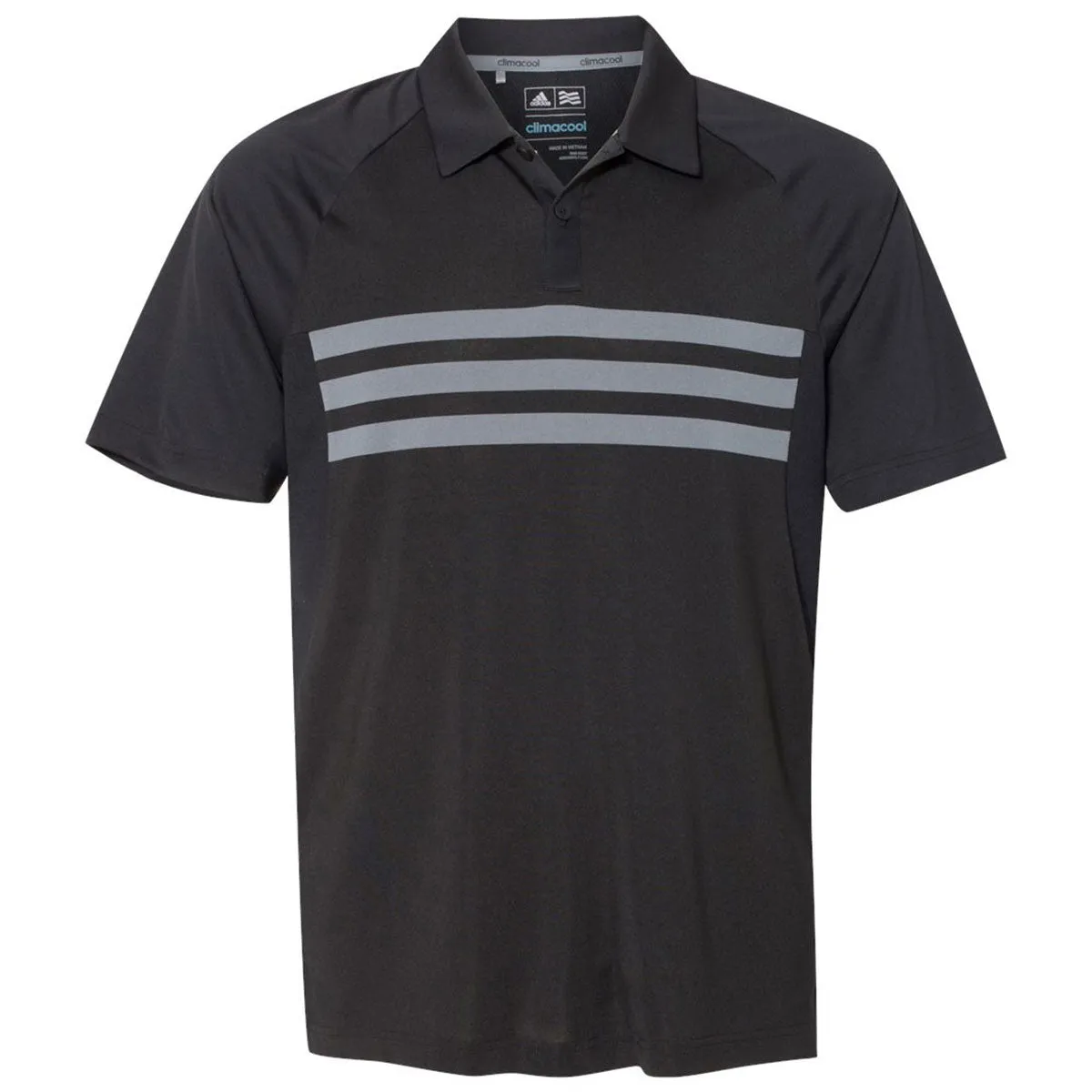 adidas Golf Men's Black/Vista Grey/Black Climacool 3-Stripe Sport Shirt