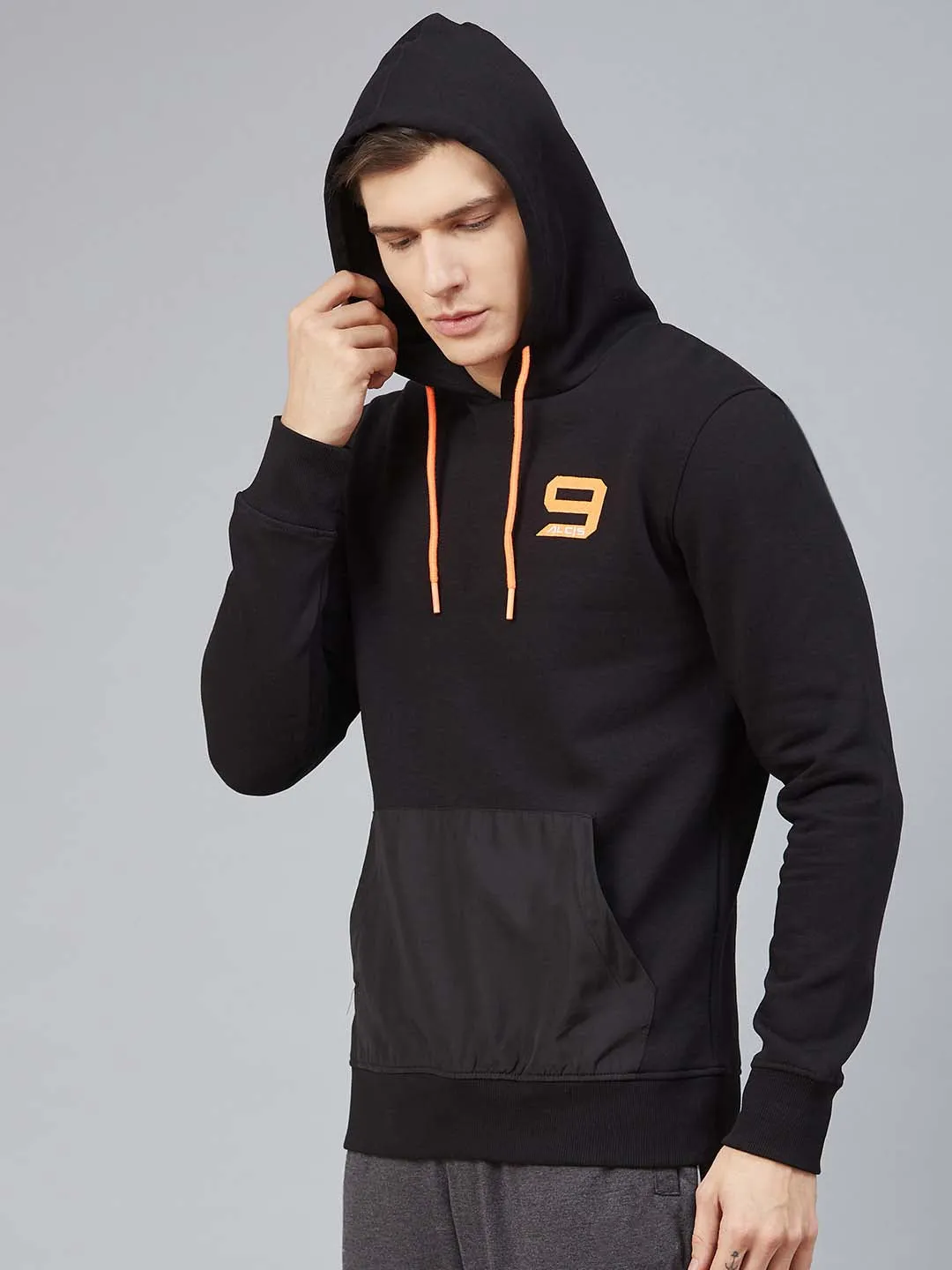 Alcis Men Black Solid Hooded Sweatshirt