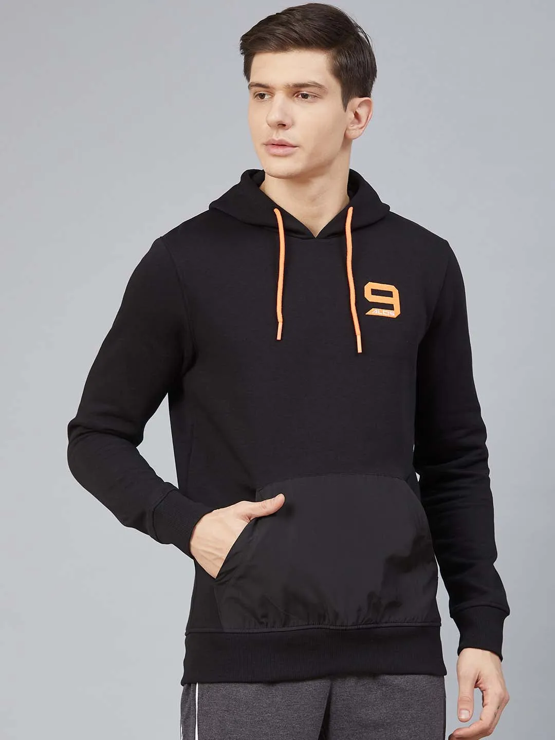 Alcis Men Black Solid Hooded Sweatshirt