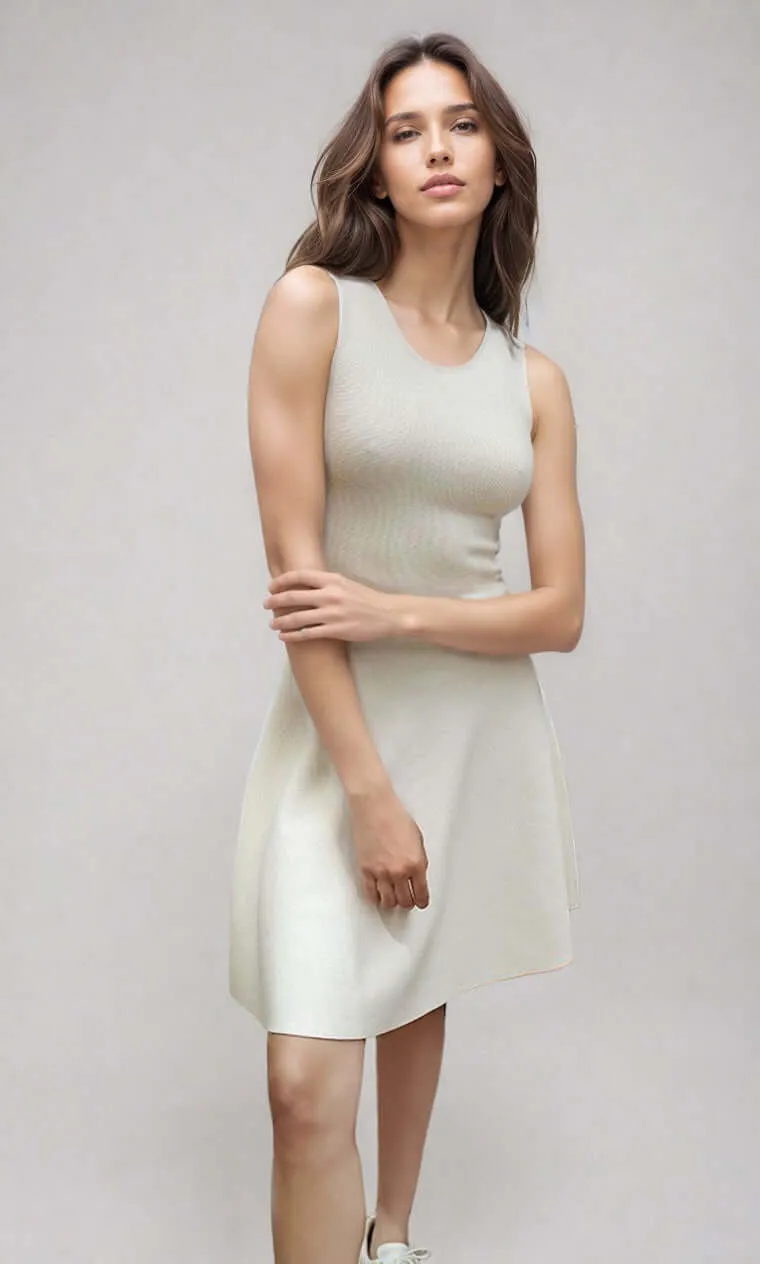 ANNA | Sleeveless Flared Knit Dress