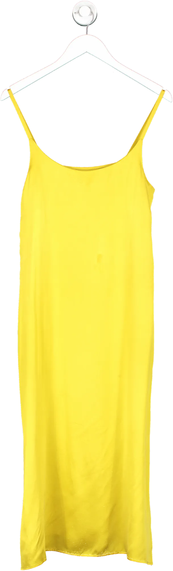 Asceno Yellow Silk Slip Dress With Side Slits UK S