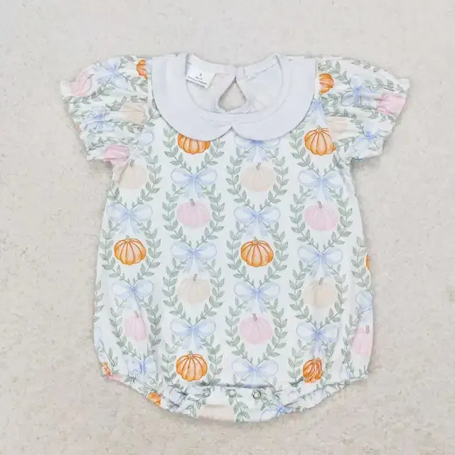 Baby Onesie Romper - Autumn - Pumpkin Peter Pan Collar Girls