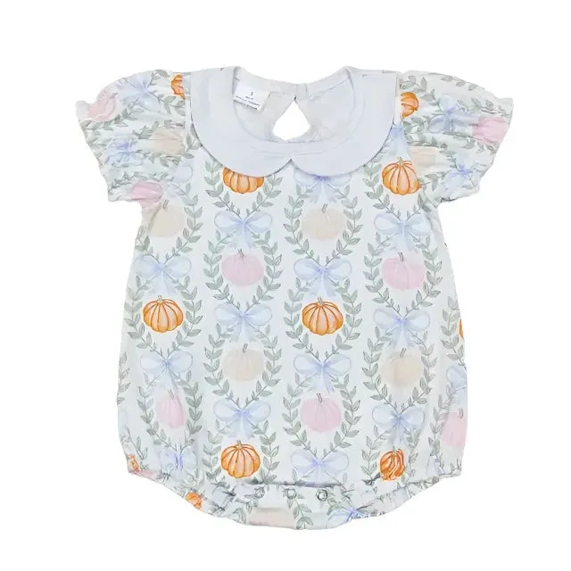 Baby Onesie Romper - Autumn - Pumpkin Peter Pan Collar Girls