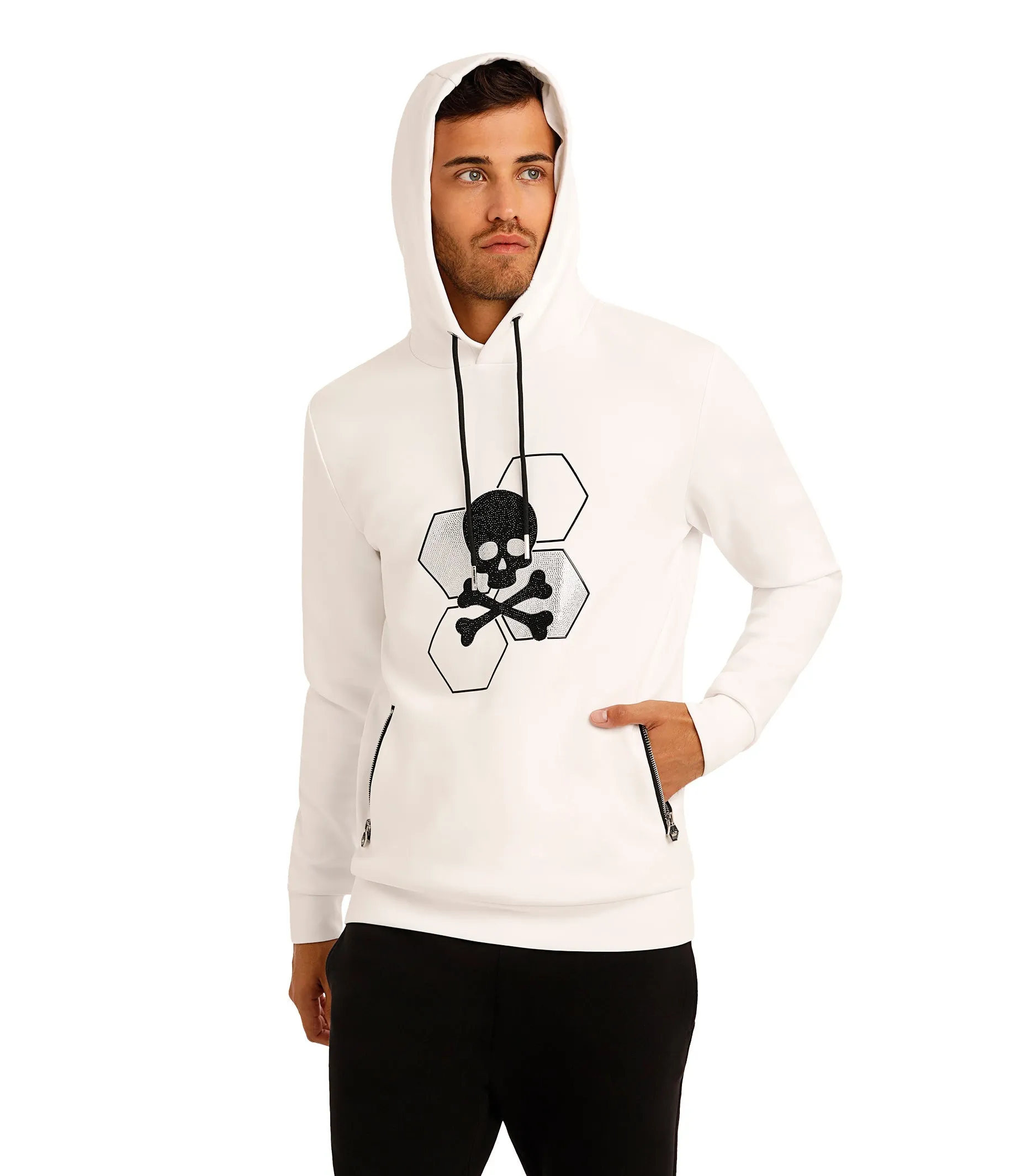 Bertigo Athletic Wear | Roger Crystalized Skull White Hoodie