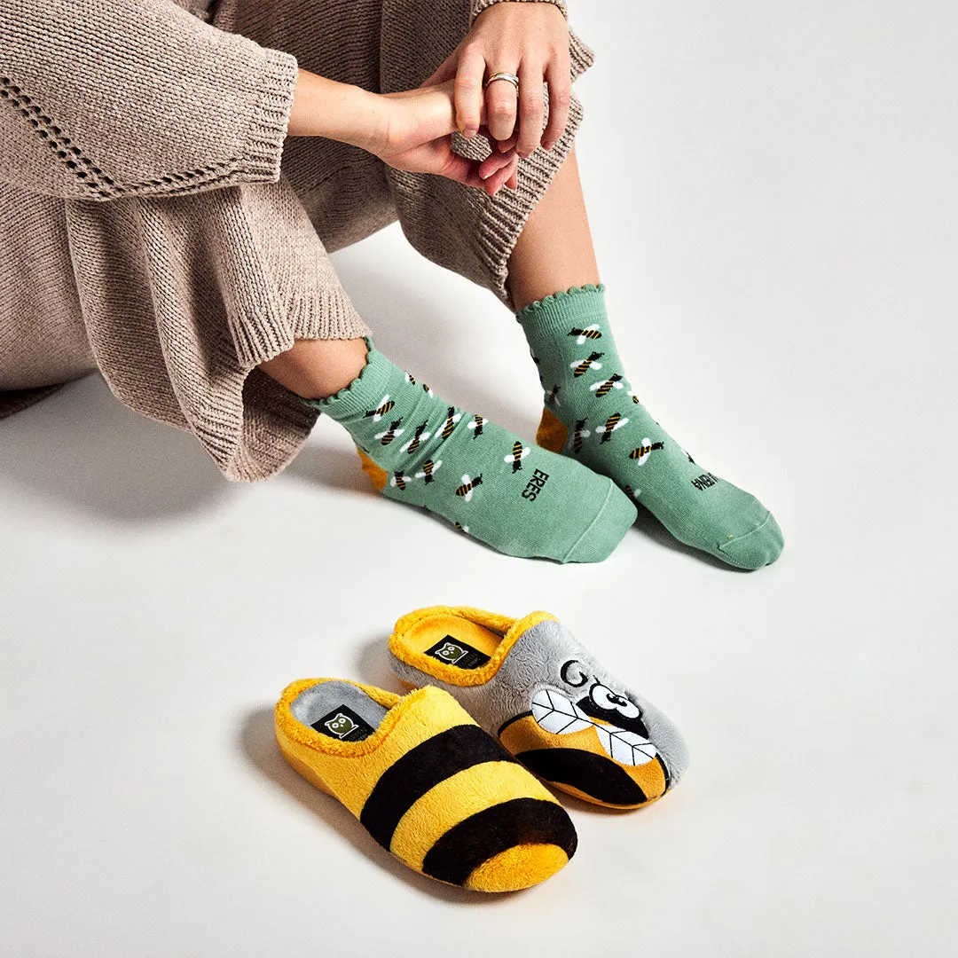 Calcetin "Eres la reina"   Slippers Abeja Amarillo