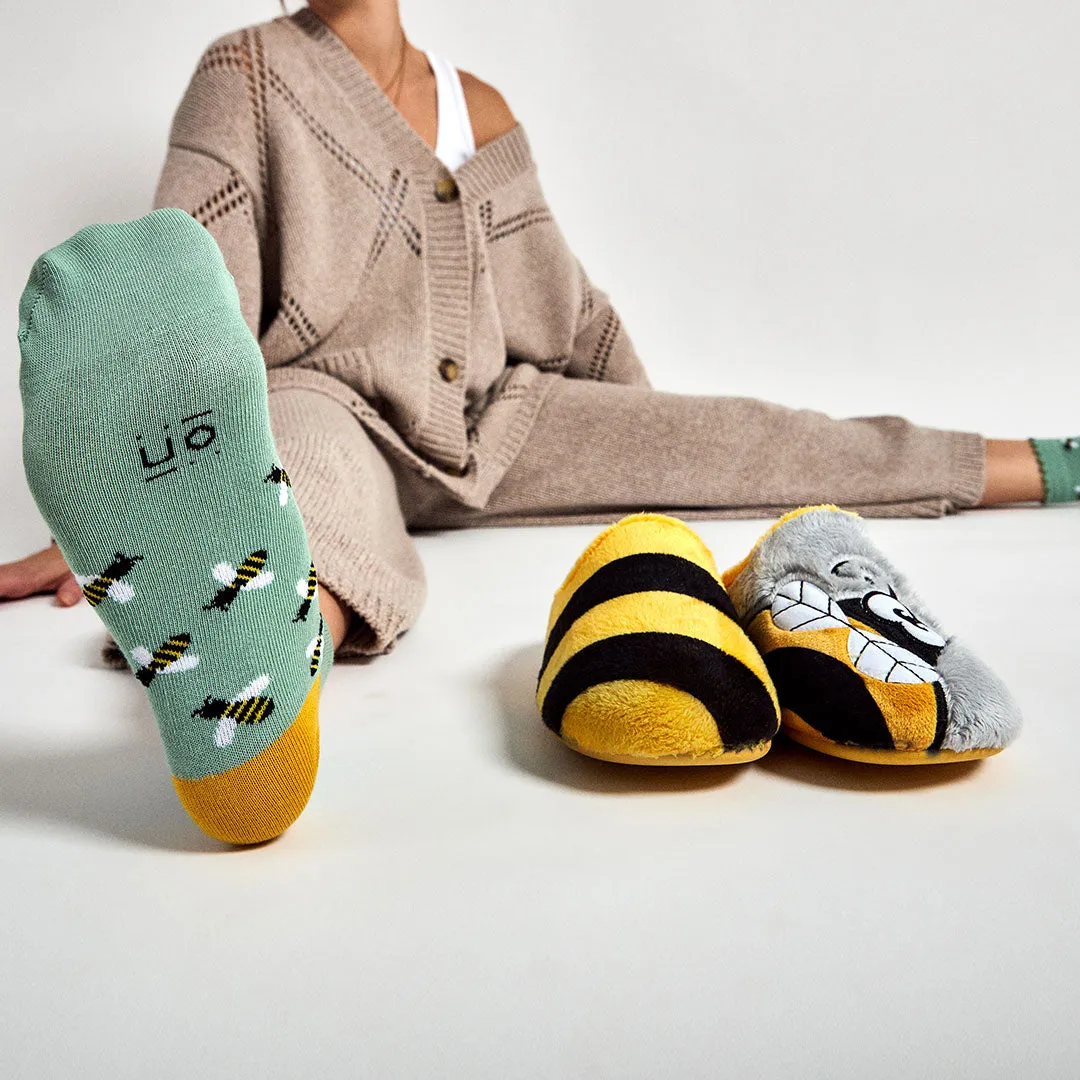 Calcetin "Eres la reina"   Slippers Abeja Amarillo