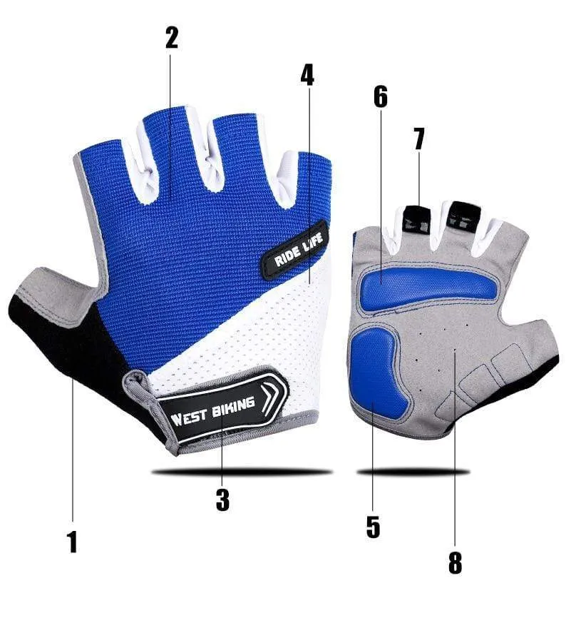 Cycling Glove Half Finger Gel Pad Breathable Sweat Washable Outdoor Sports MTB Gloves Non-Slip a Pair Bicycle Gloves