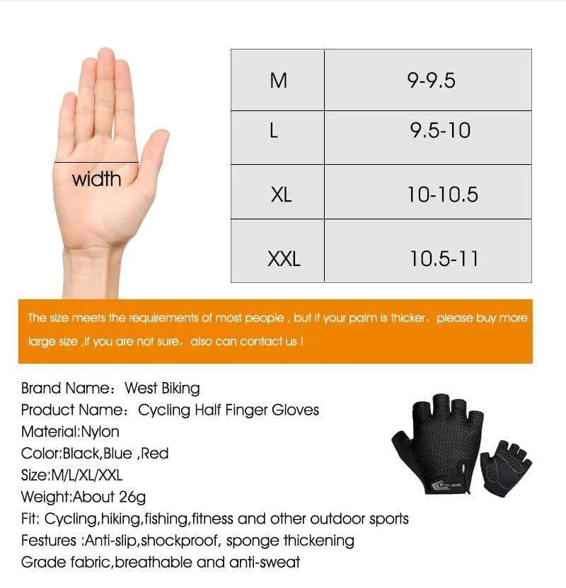 Cycling Glove Half Finger Gel Pad Breathable Sweat Washable Outdoor Sports MTB Gloves Non-Slip a Pair Bicycle Gloves