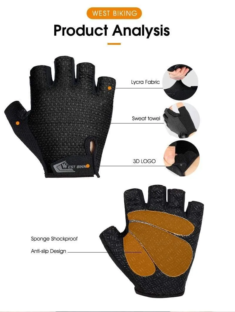 Cycling Glove Half Finger Gel Pad Breathable Sweat Washable Outdoor Sports MTB Gloves Non-Slip a Pair Bicycle Gloves