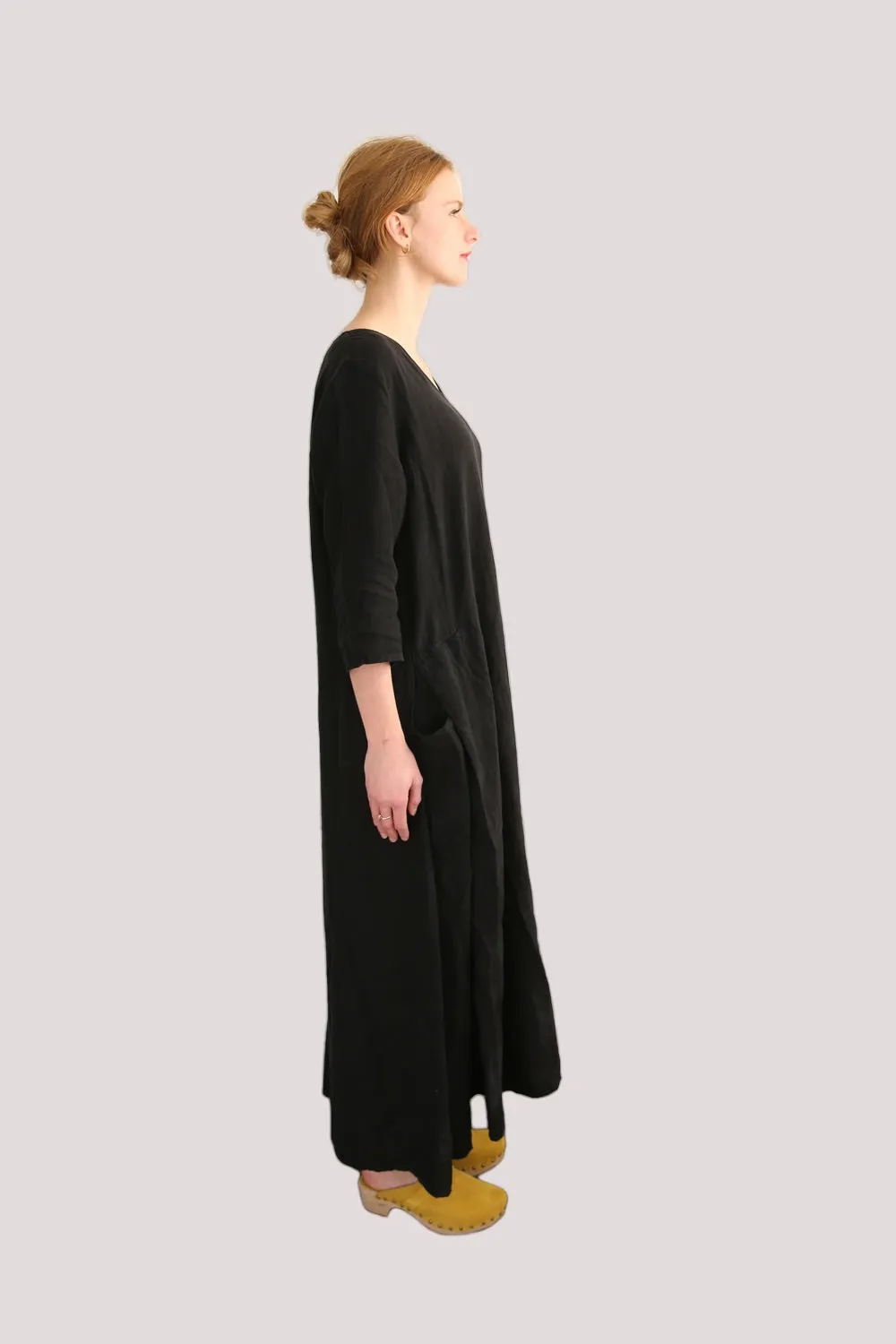 ELEMENTE CLEMENTE BLACK OYO LINEN DRESS