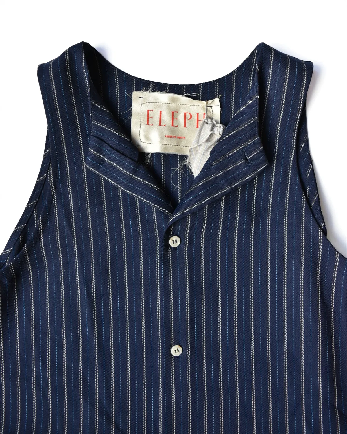 ELEPH Navy White Stripe Button Up Dress