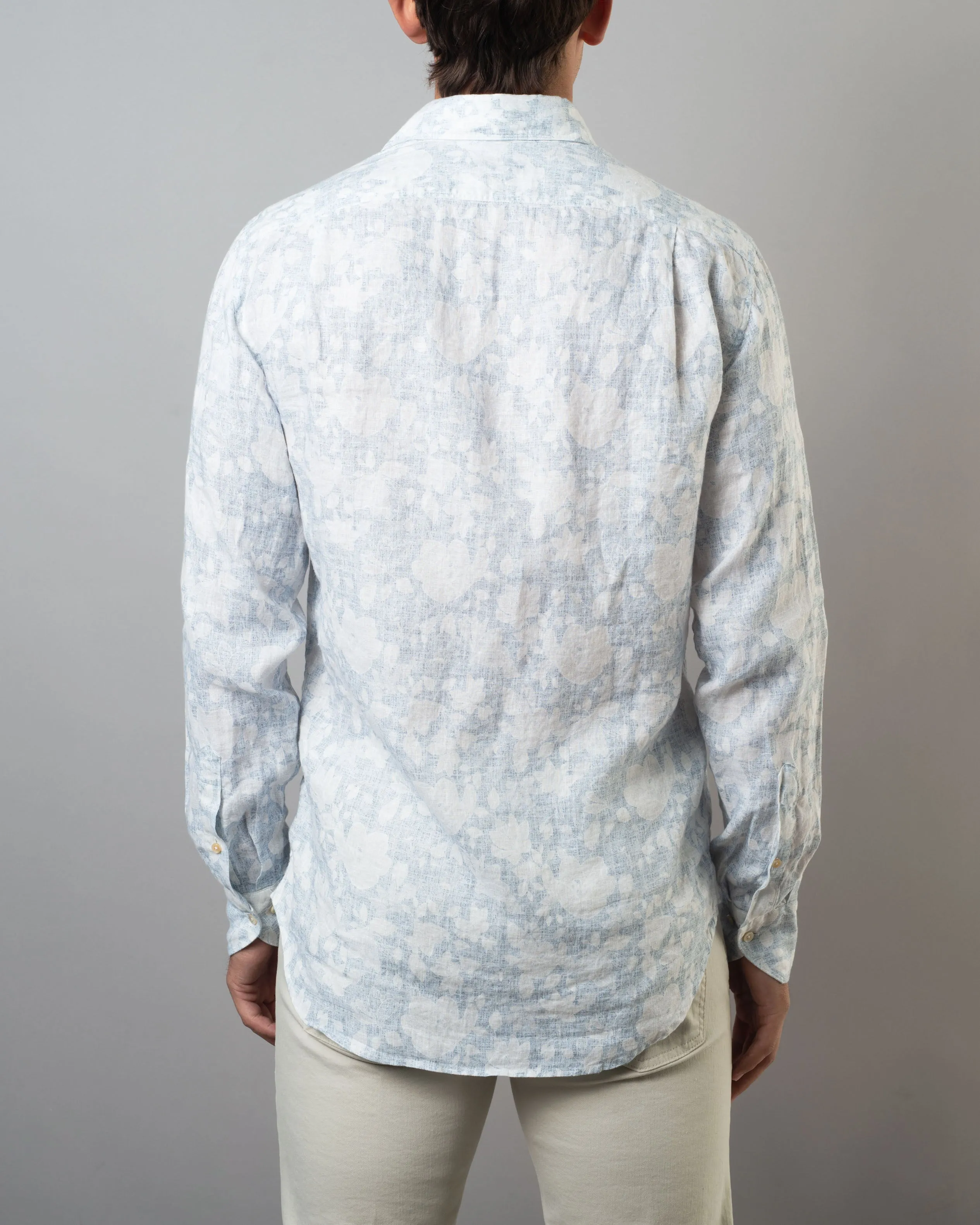 Fitted Body - Floral Print Linen Shirt