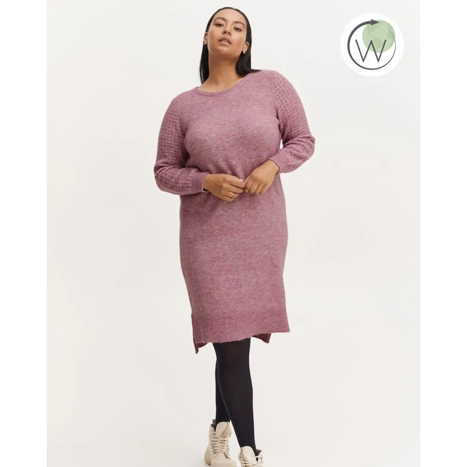 Fransa Plus Sandy Knitted Dress in Rose Melange