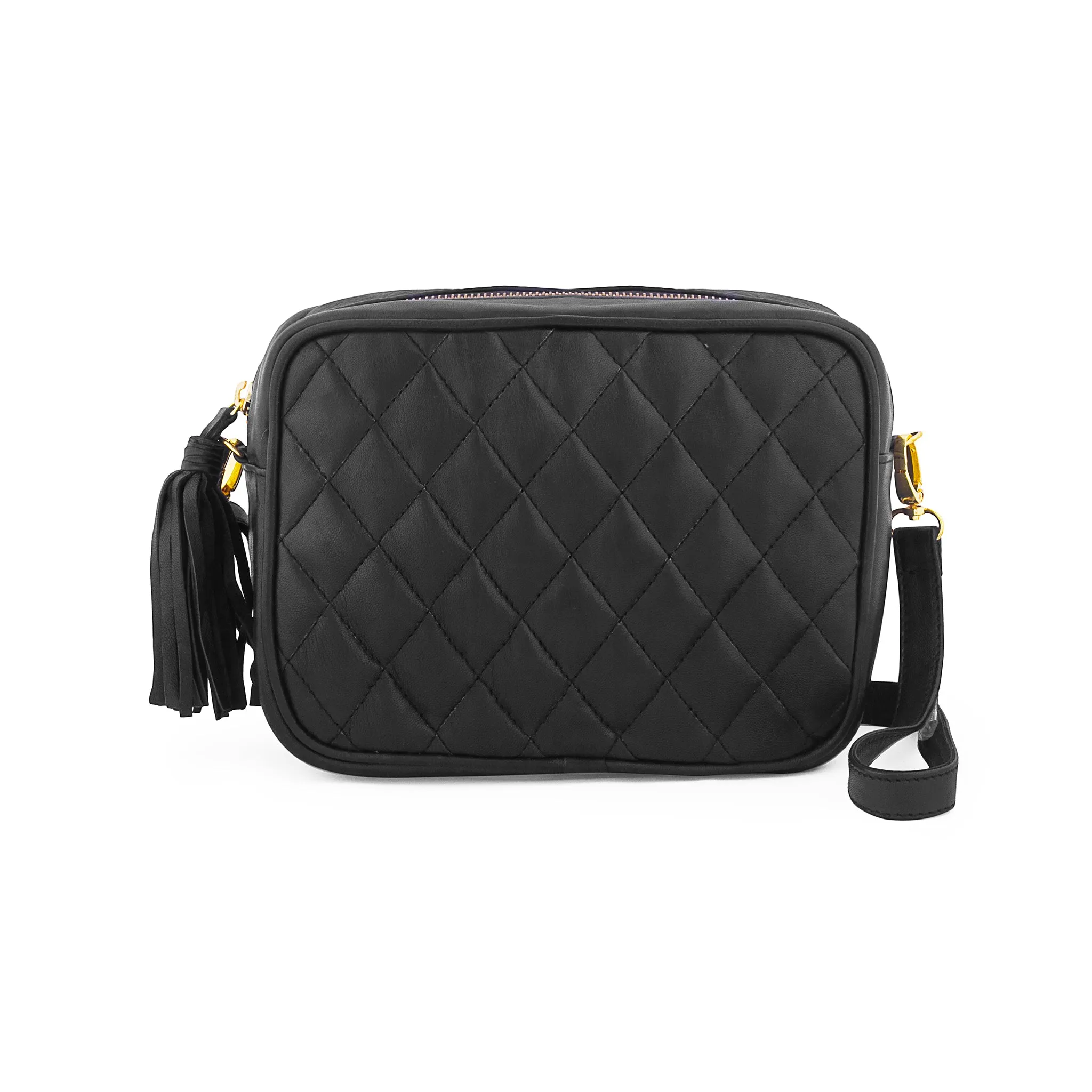 Genuine Leather Square Camera Bag-Black