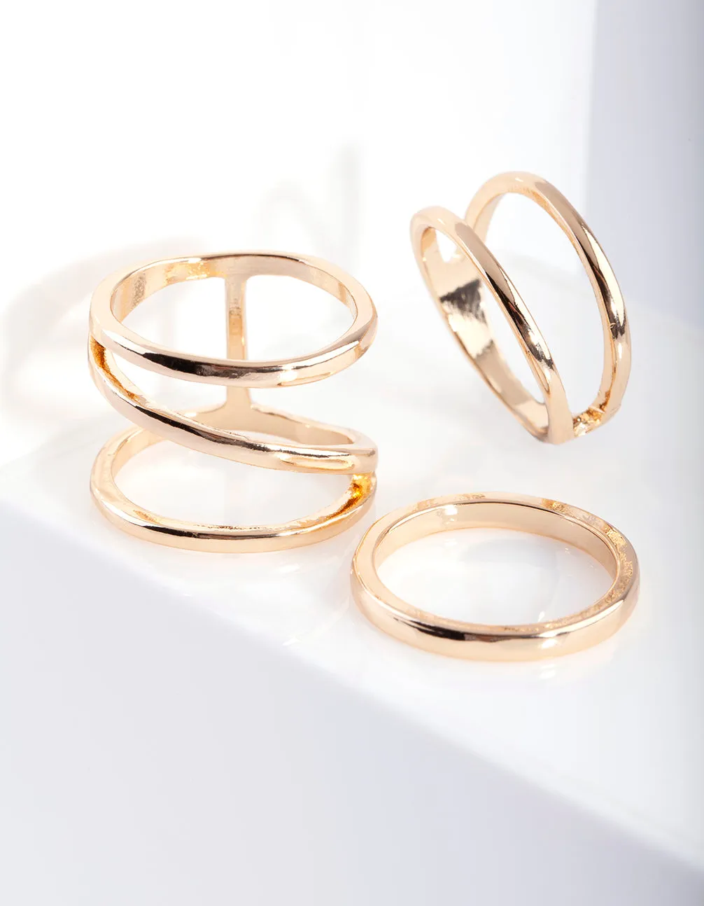 Gold Smooth Band Ring 5-Pack