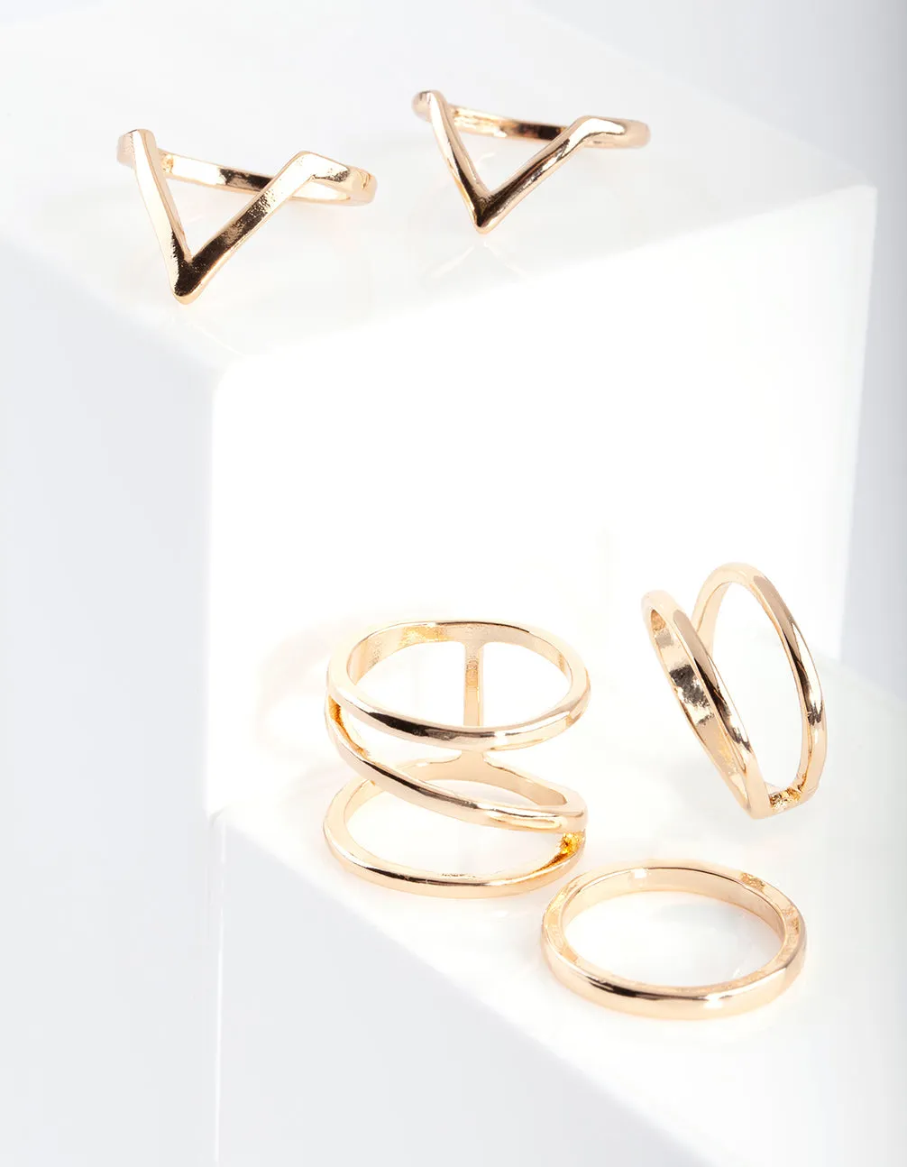 Gold Smooth Band Ring 5-Pack