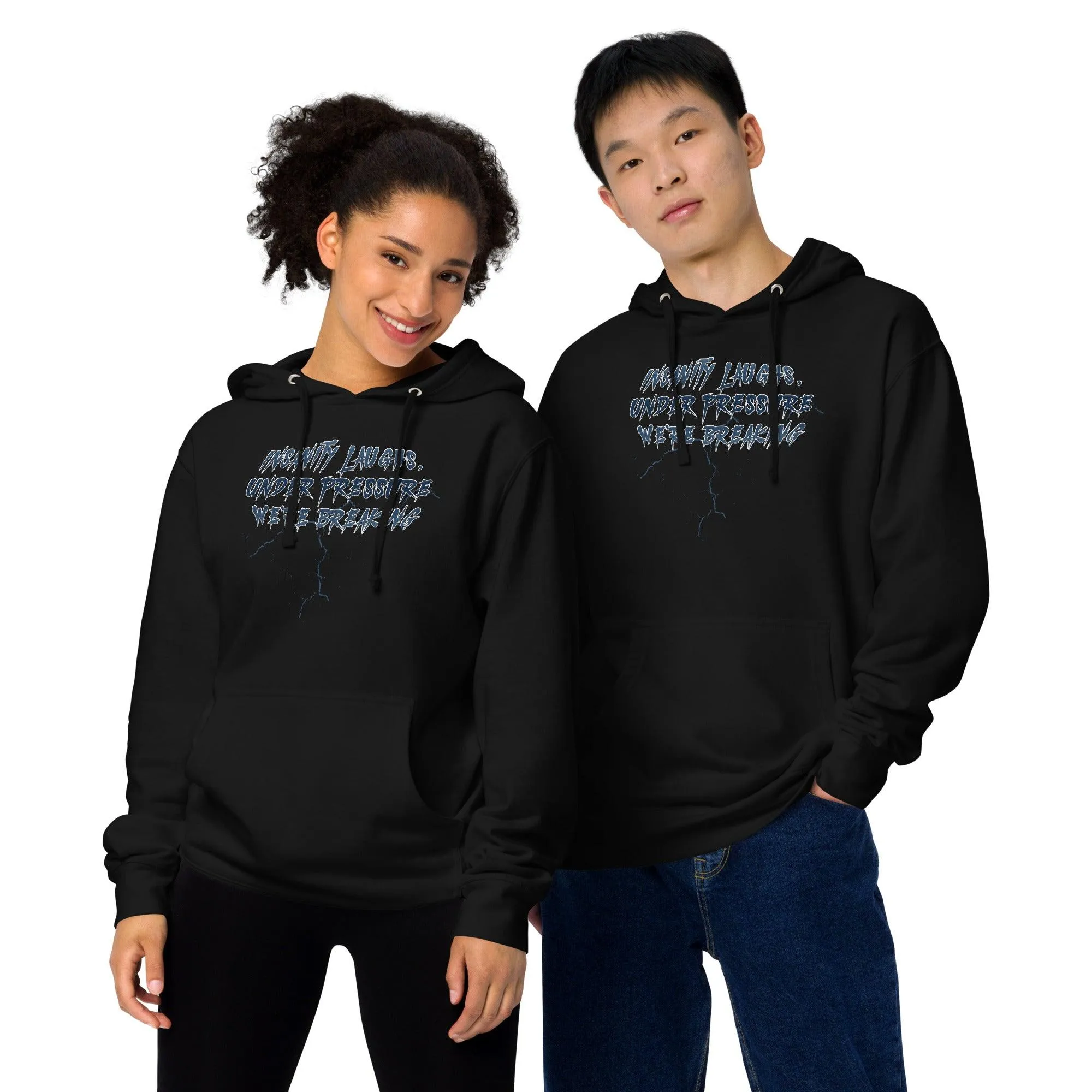 Insanity Laughs Under Pressure Unisex midweight hoodie