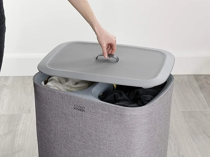 Joseph Tota Laundry Hamper Separation Basket with Lid - Grey 90-Liter 50003