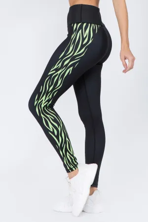 Kama Active Zebra Side Striped Leggings