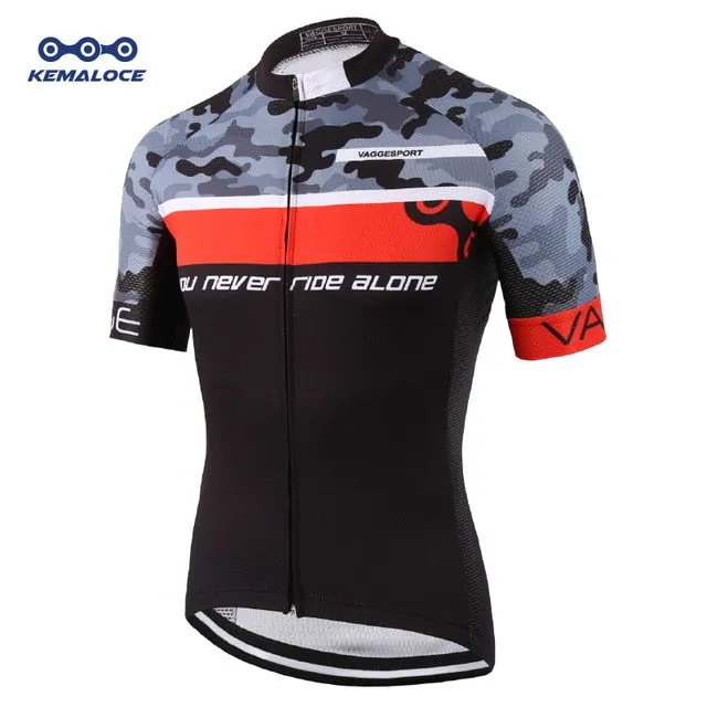 Kemaloce Classic Pro Tour Tight Men Cycling Jersey Breathable Dye Sublimated Racing Cycling Shirts Reflective Grey Pro Bike Wear