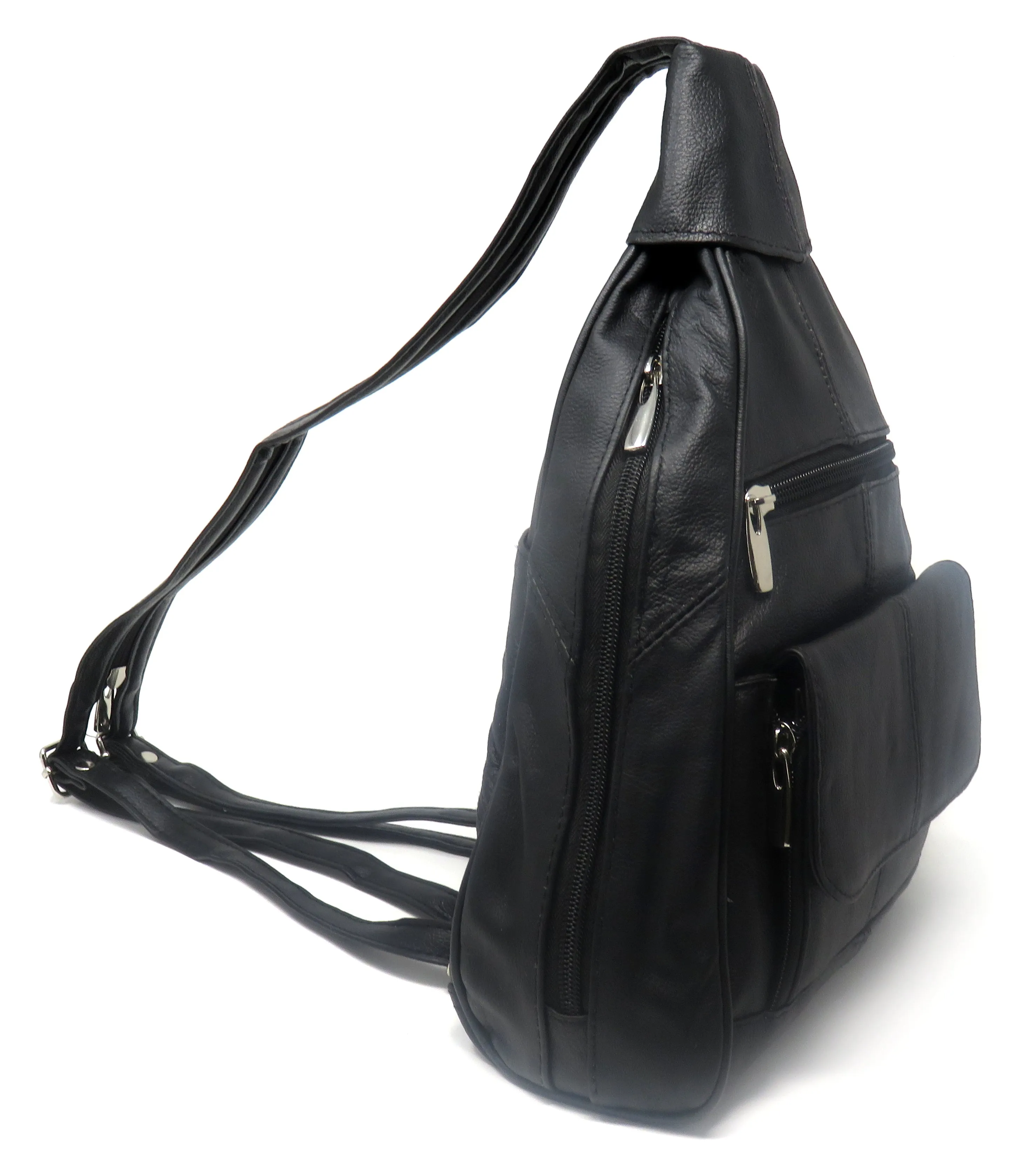 Leather Backpack with Build-in Wallet and Adjustable Straps