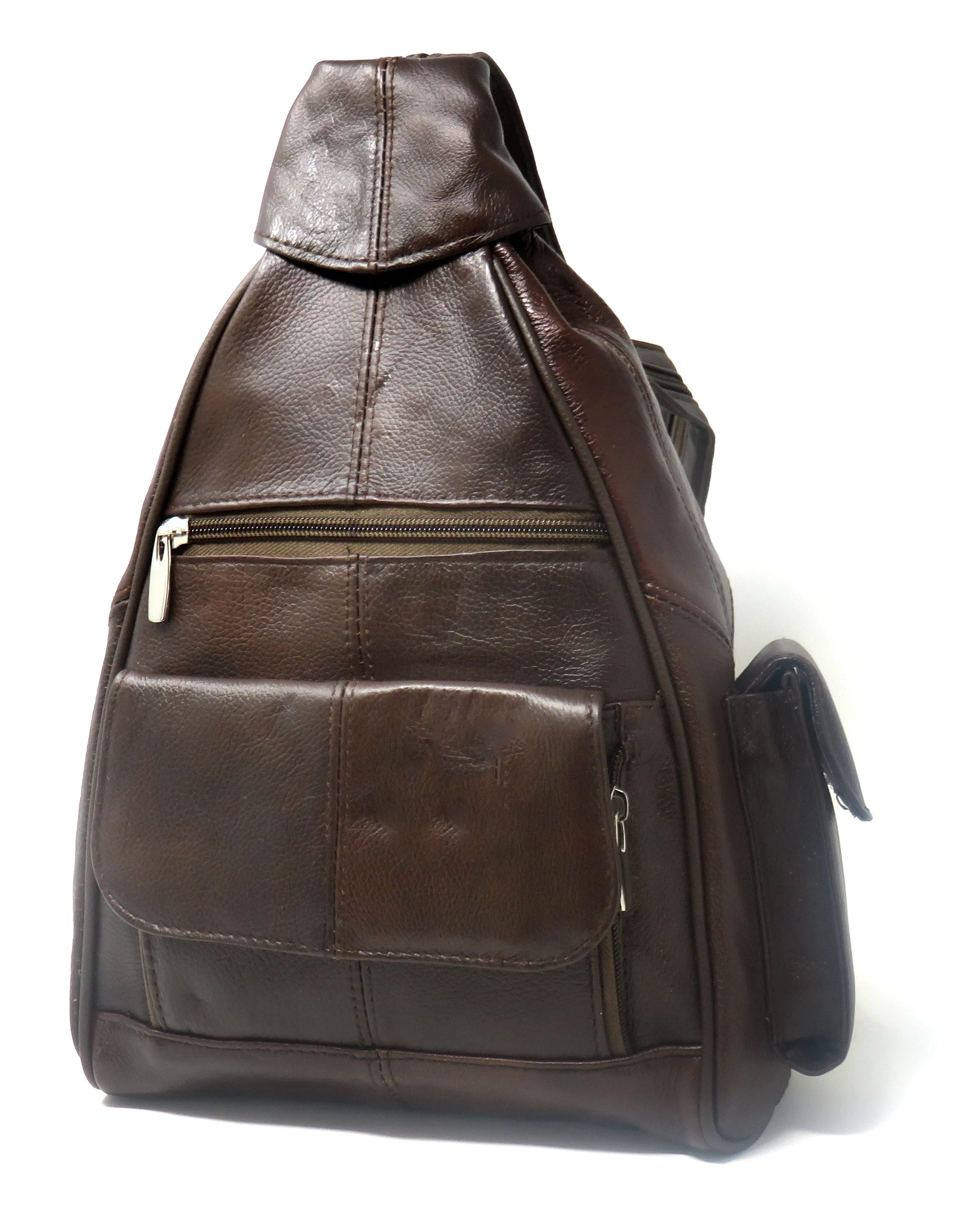 Leather Backpack with Build-in Wallet and Adjustable Straps