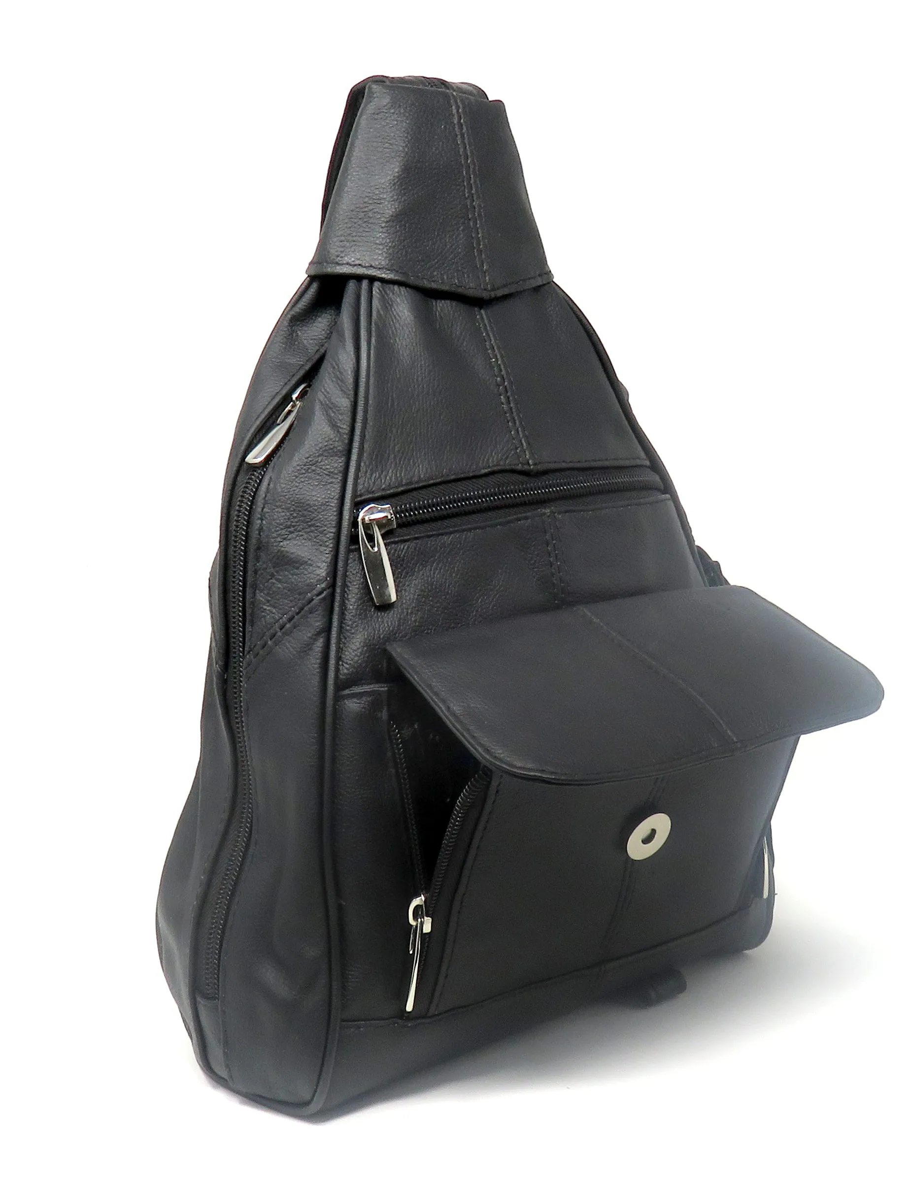 Leather Backpack with Build-in Wallet and Adjustable Straps