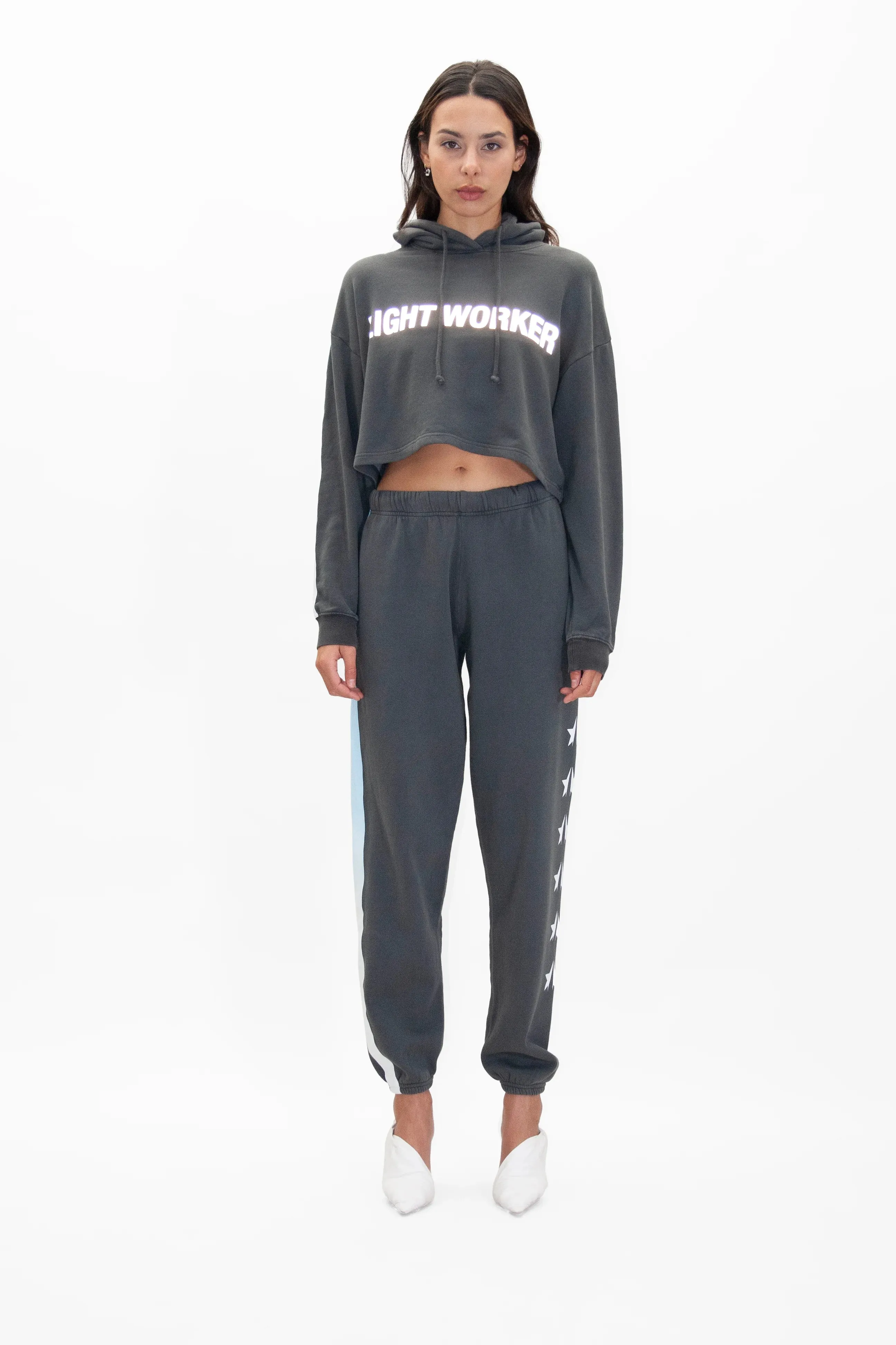 Light Worker Cropped Hoodie in Space Glow