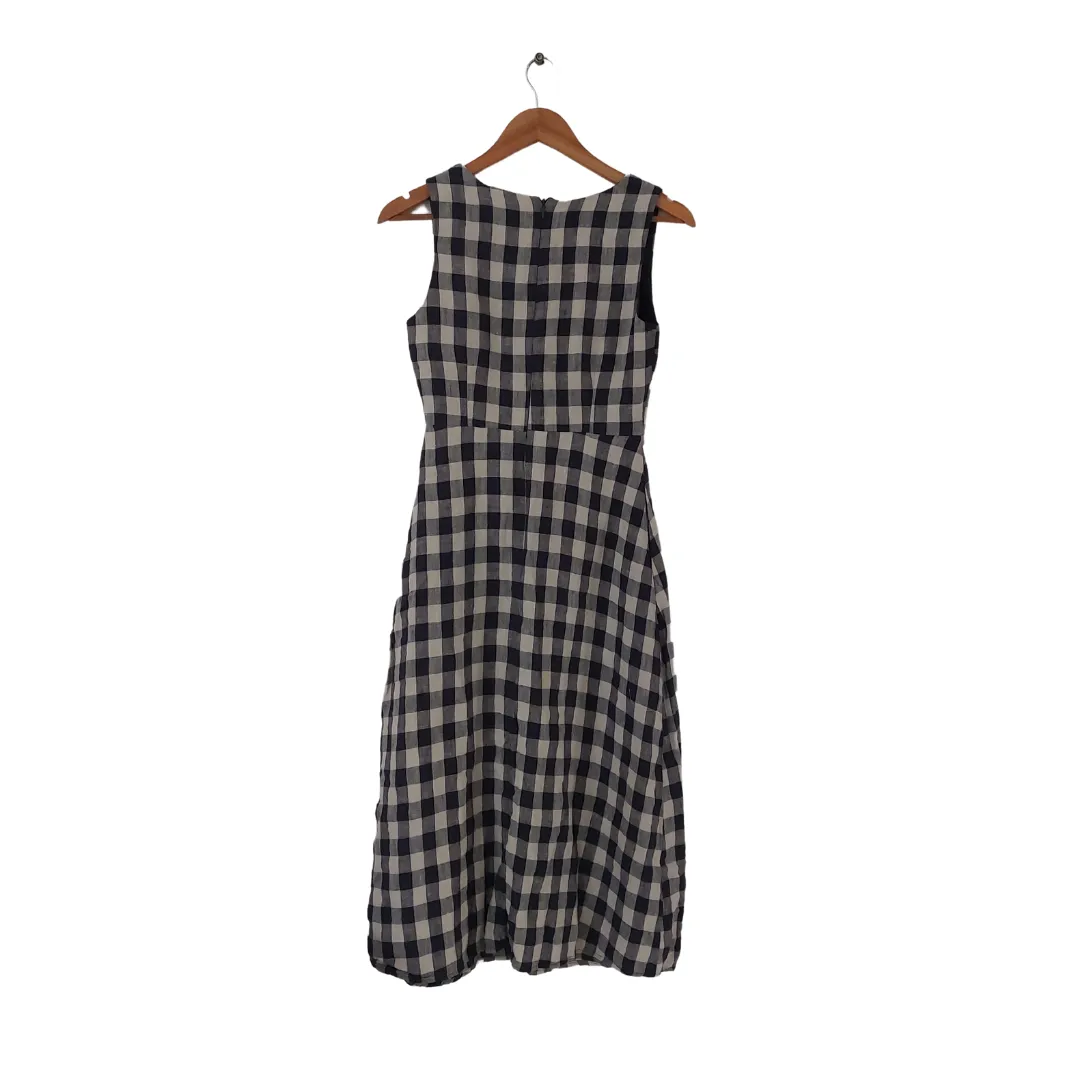 Mango Navy Checked Sleeveless Dress | Like New |