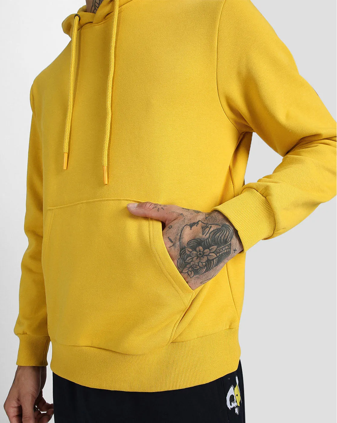 Mustard Solid Regular Hoodie