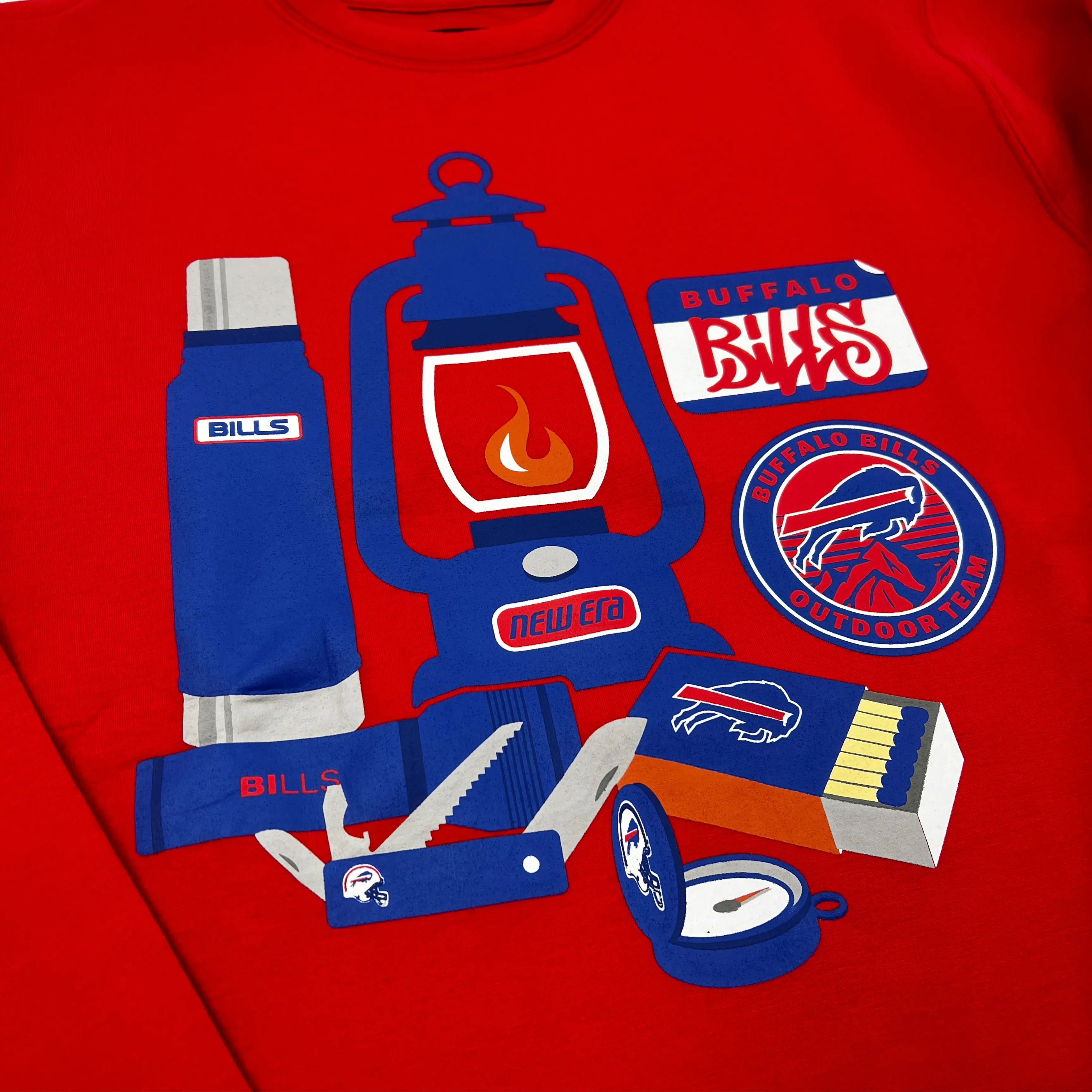 New Era Bills Outdoor Team Camping Red Crewneck