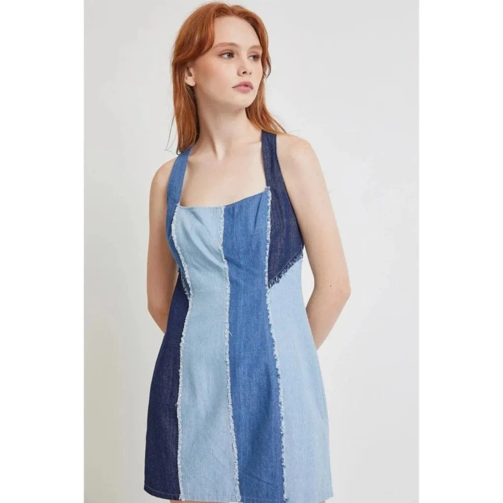 Patchwork Denim Mini Dress