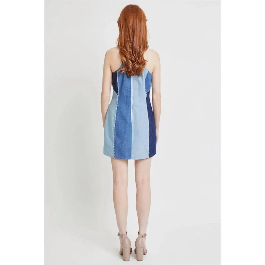 Patchwork Denim Mini Dress