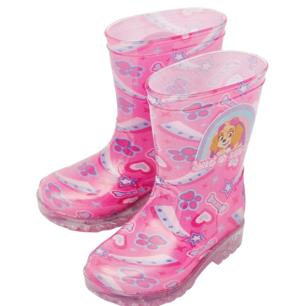 Paw Patrol Pink Rainbow Graphic Print Wellies Rain Boots