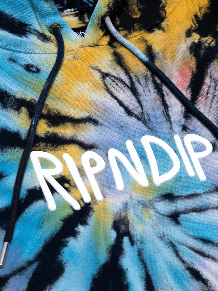 Rip N Dip Rubber Logo Hoodie - Sunburst Spiral Tie Dye