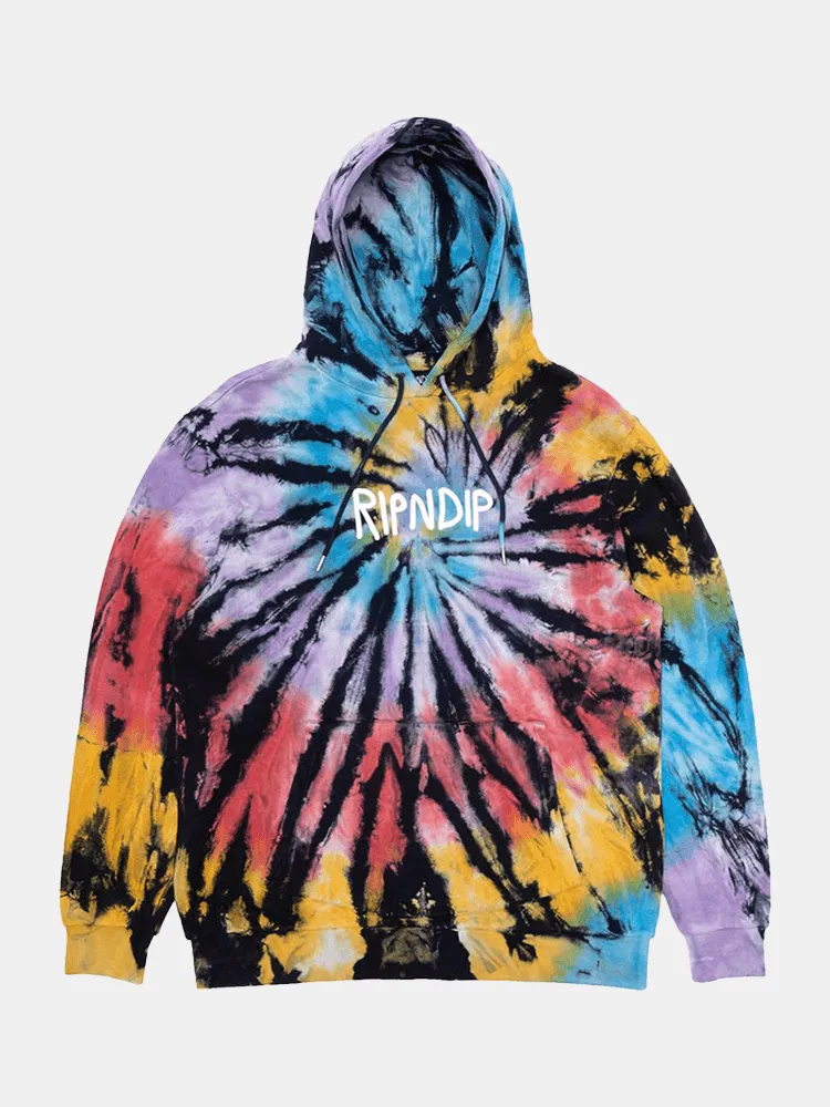 Rip N Dip Rubber Logo Hoodie - Sunburst Spiral Tie Dye