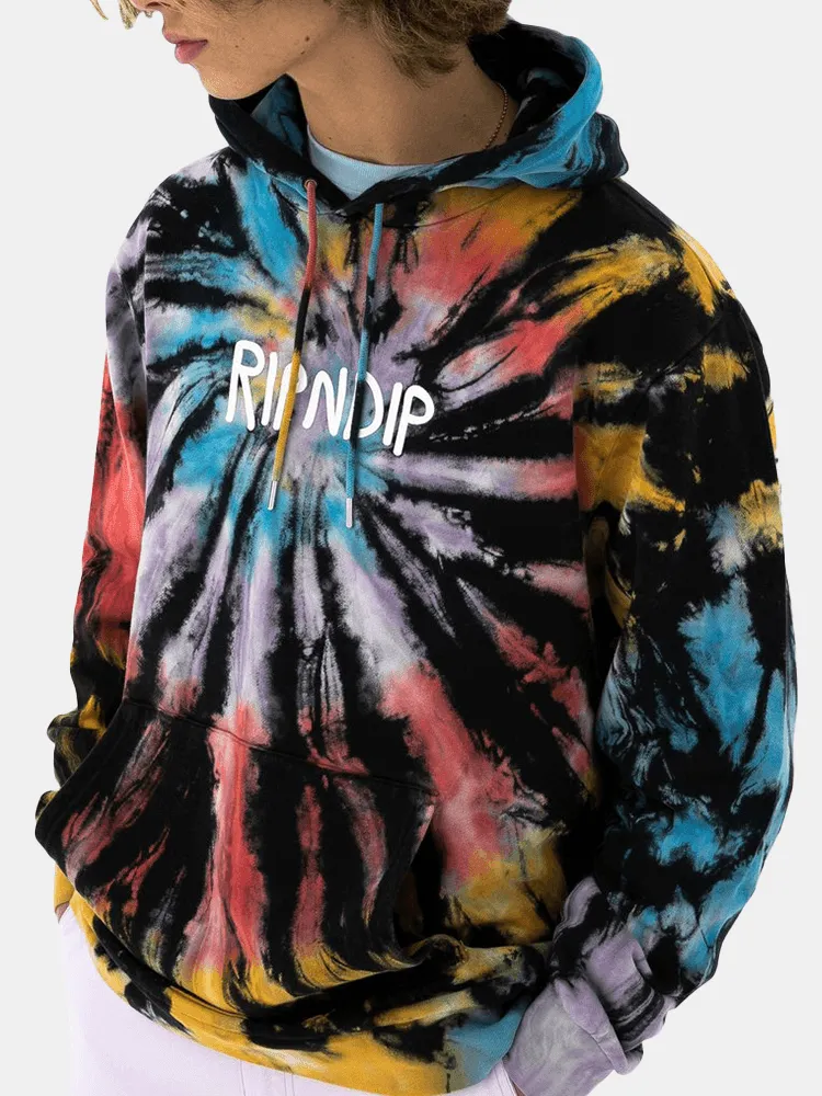 Rip N Dip Rubber Logo Hoodie - Sunburst Spiral Tie Dye