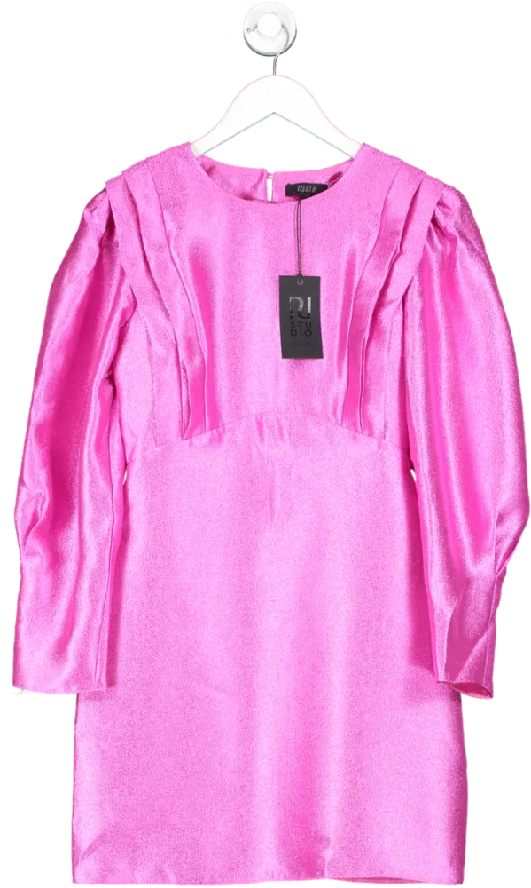 River Island Studio Bright Pink Long Sleeve Mini Dress UK 8