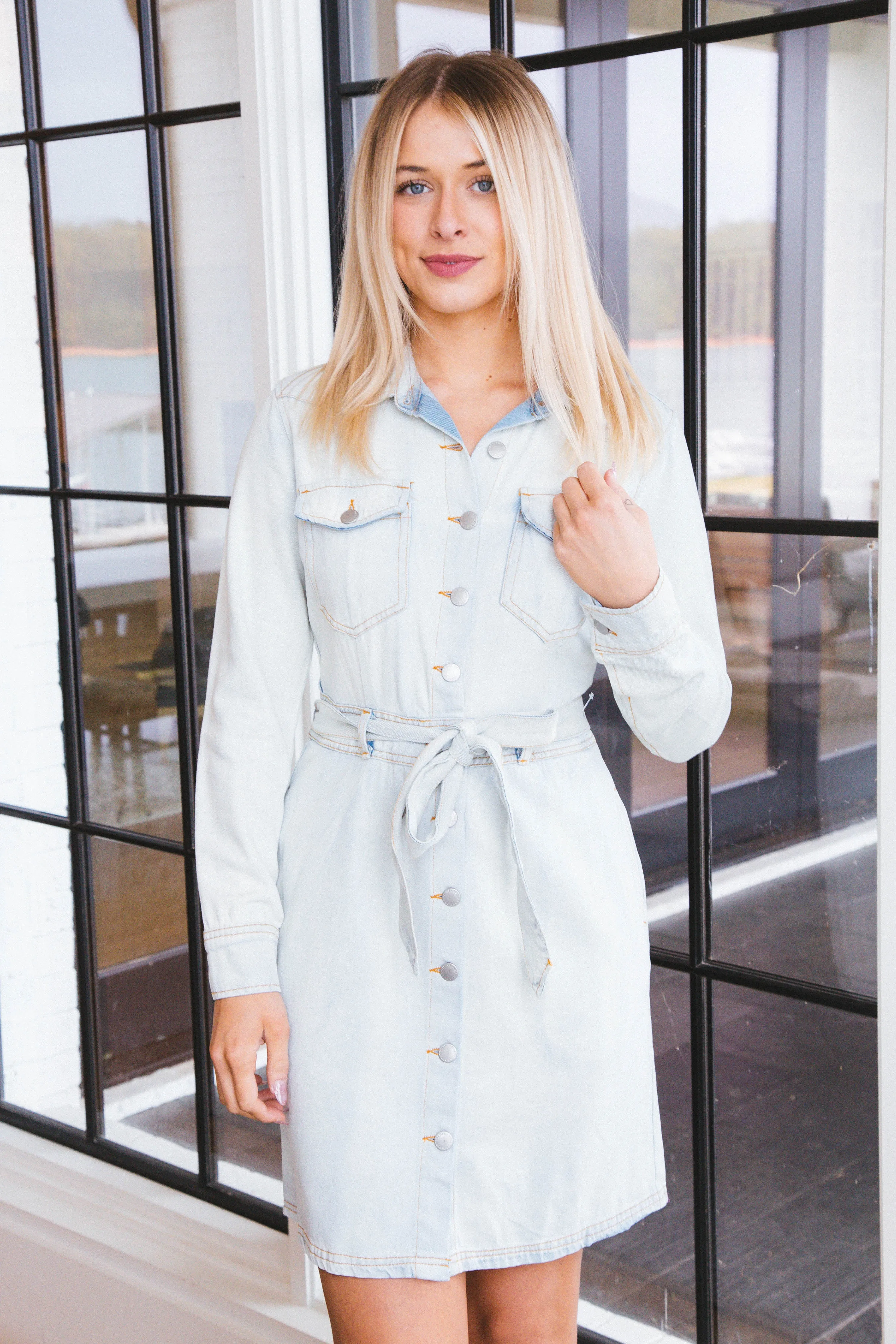 Sahara Denim Button Up Dress, Vintage Pale Blue | Velvet Heart