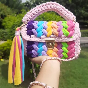 Shiroli Handmade Designer Pink Crush Rainbow Bag