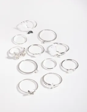 Silver Butterfly Wrap Rings