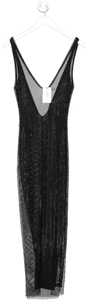 SLA the label Black Gigi Diamante Midi Dress UK XXS