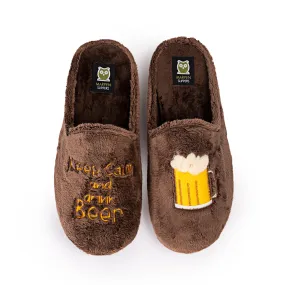 Slippers "Keep Calm and Drink Beer" Marrón - PACK