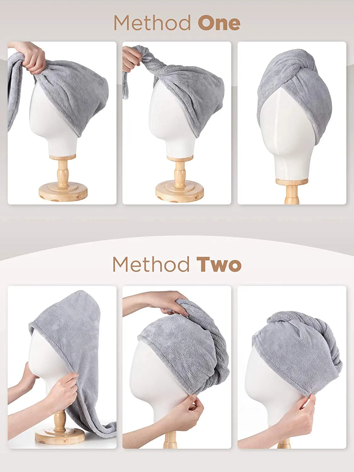 Spring Microfiber Hair Towel, 3 Packs Hair Turbans