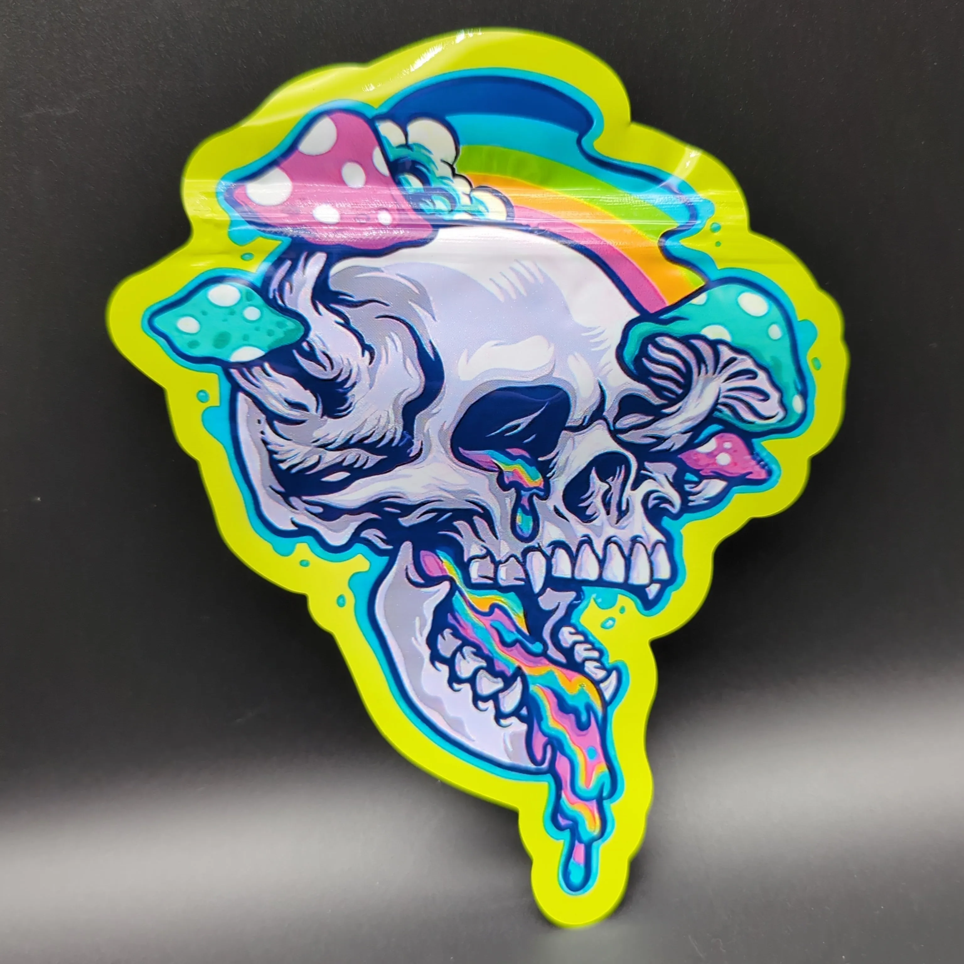 Top Bar 3.5g Trippy Skull Mylar Bags Die Cut