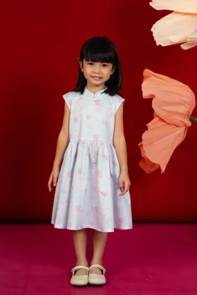 Twirly Cheongsam - Blue Blossom Lily