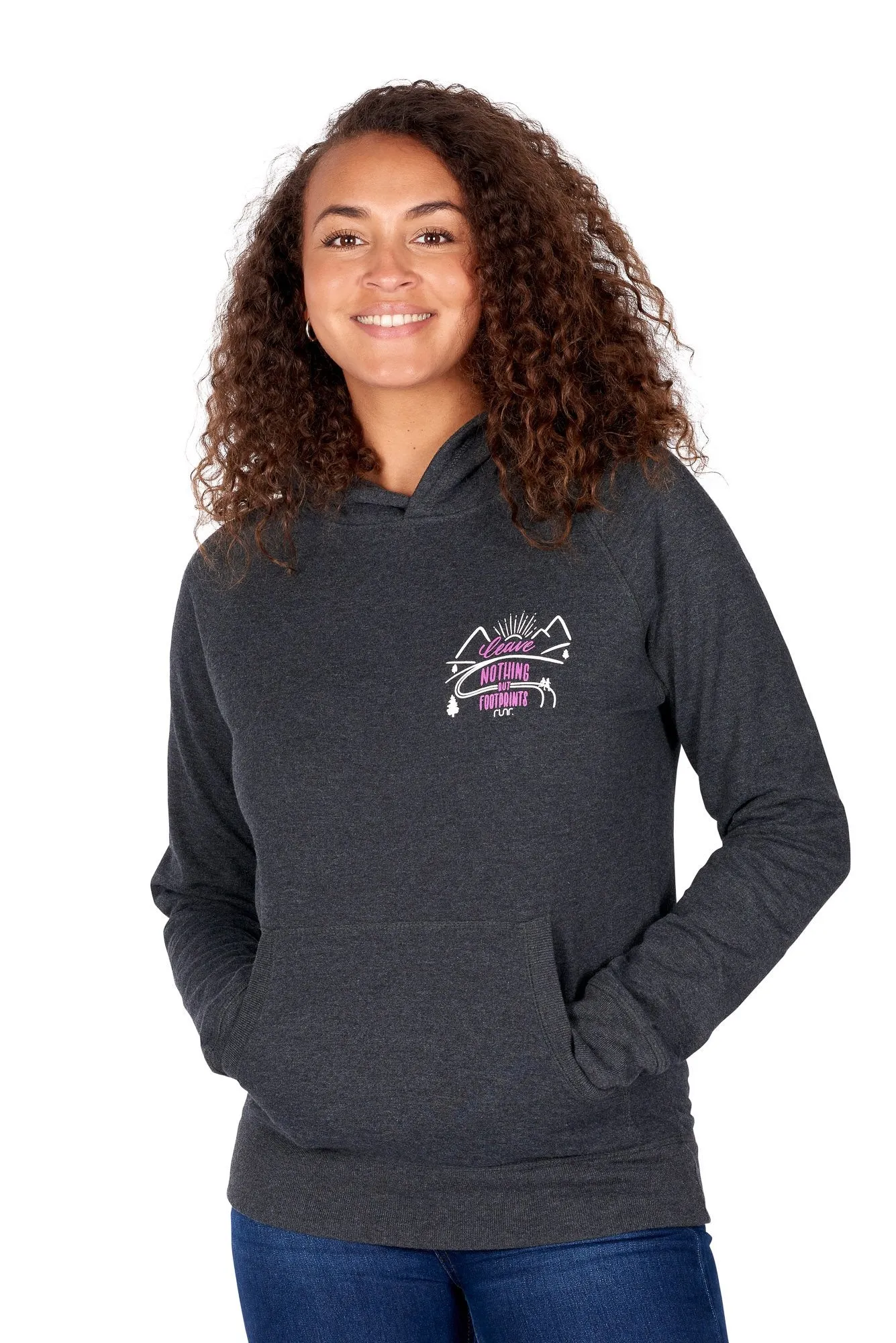 Women's 'Leave Nothing But Footprints' Runr Hoodie in Black