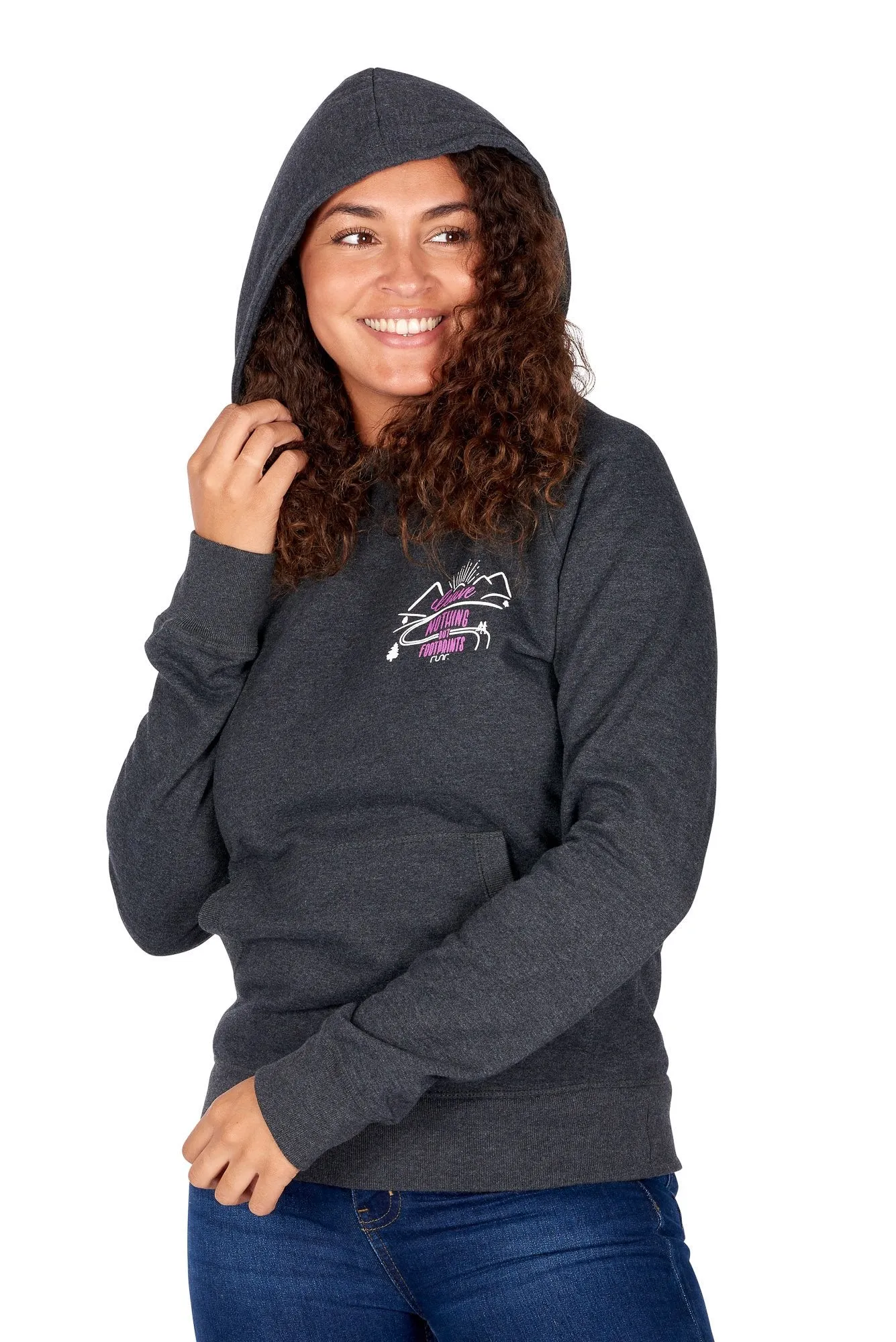 Women's 'Leave Nothing But Footprints' Runr Hoodie in Black