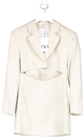 ZARA Beige Cut Out Blazer Dress UK M