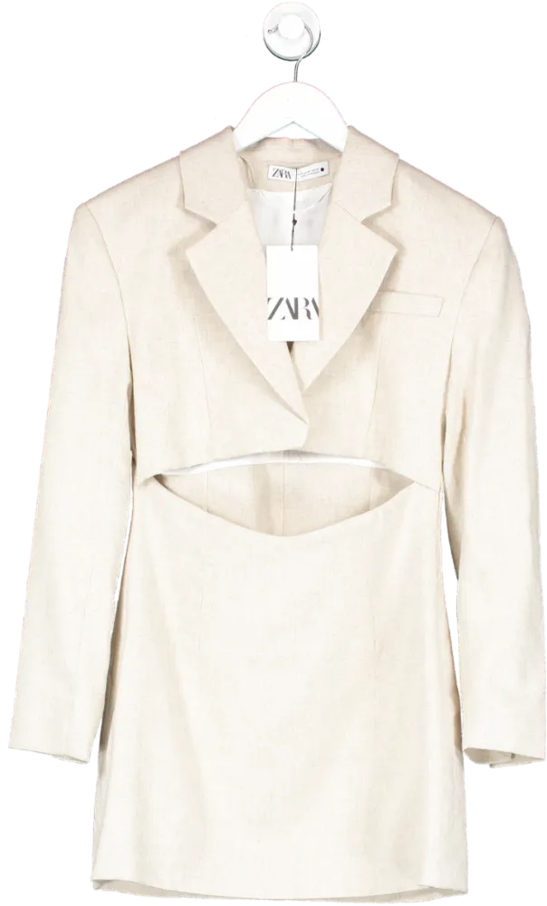 ZARA Beige Cut Out Blazer Dress UK M